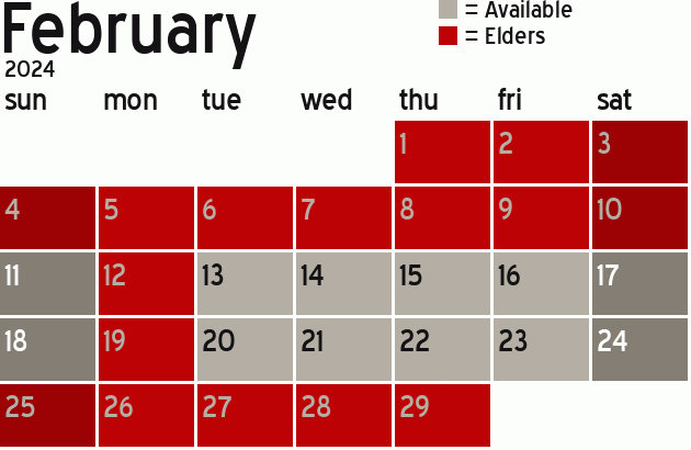 Missionary Dinner Calendar