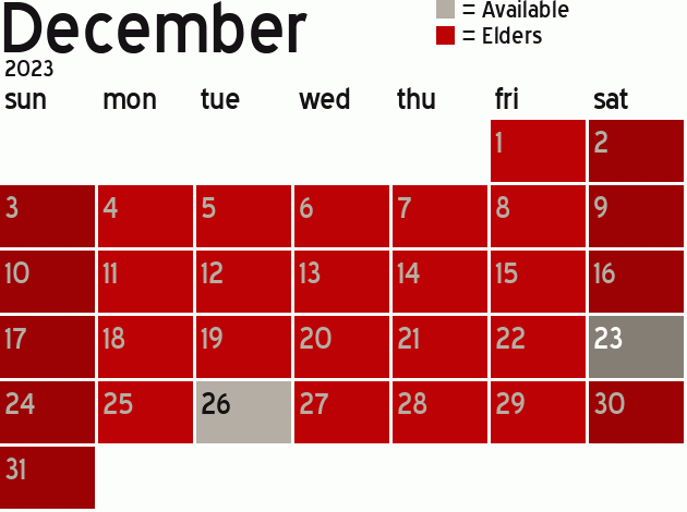 Missionary Dinner Calendar